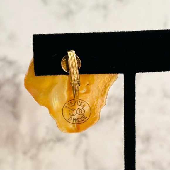 Stephen Dweck Vintage Single Clip-On Earring Orange Tone Gold Plated - Picture 2 of 6